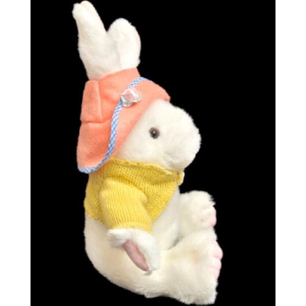 TLToys Spring Bunny Rabbit 9" Seated White Pink Hat Yellow Sweater Plush Easter - Picture 2 of 8